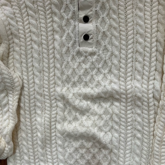 Men’s Sweater, New Size Medium, White with Brown Coller and Elbow Pads - Picture 2 of 8